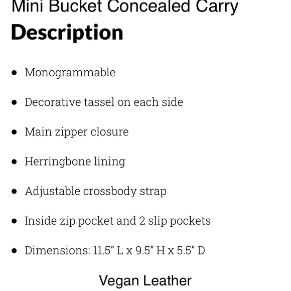 Mini Bucket Concealed Carry Handbag -Assorted Color Options - Picture 2 of 14